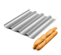 BYHLYH Plaque de cuisson pour baguette, plaque de cuisson à pain | Moules à pain pour 4 fentes ondulées, facile à nettoyer, compatible avec les fours standard (38,1 x 33 cm)