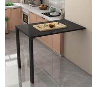 BYJSJY Table Murale Rabattable en Panneau Épaissi avec Pieds en Acier, Table de Cuisine Pliable Gain de Place, Table à Manger/Bureau Mural Anti-Rayure pour Cuisine Salon(Black,75x50cm(29.5x19.7in))