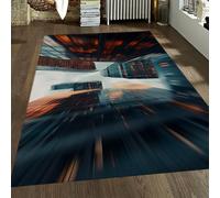 BYLEEHOMED Tapis Cityscape Gratte-Ciel Flou de Mouvement pour Chambre Machine à Poils Bas antidérapants Tapis Lavable pour Salon de Jeux 60x120cm