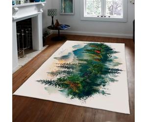 BYLEEHOMED Tapis de la Zone forestière de Mountain Lake 150x210cm Tapis lavables à la Machine Décors antidérapants en Nature carpette du Salon carpette intérieur à Fort trafic