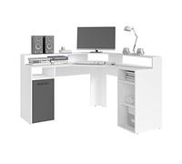 byLIVING Fox Bureau de Jeu d'angle avec Plateau en Bois Blanc 139 x 90,8 x 139 cm