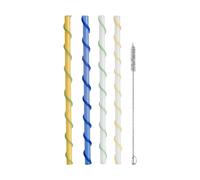 Byon Celebrate pailles longues 20 cm 4 pièces Bleu-blanc-jaune-vert