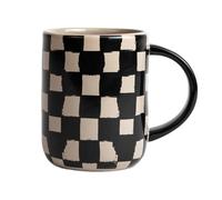 Byon Mug Liz à carreaux 28 cl Noir-beige