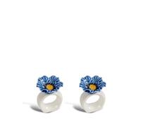 ByON Poppy Ronds de Serviette - Lot de 2 - Design Fleur en Porcelaine Peint à la Main - Décoration de Table Décorative - Couleur: Bleu 5260919914