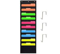 byou Fichier Pocket Chart,Suspendre Organiseur de Fichiers Oxford 10 Grandes Poches Multifonctionnel avec 3 cintres pour la Maison l'école Tableau de Poche Bureau Bill Classement