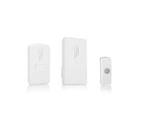 Byron DB312 Lot de 2 sonnettes sans fil alimentées par piles, prise et sonnette, portée de 30 m, son classique Ding Dong, blanc
