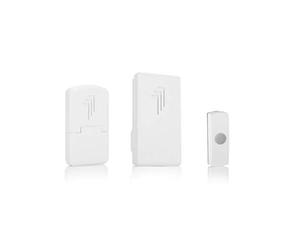 Byron DB312 Lot de 2 sonnettes sans fil alimentées par piles, prise et sonnette, portée de 30 m, son classique Ding Dong, blanc