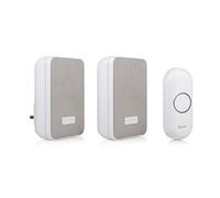Byron DBY-22324UK Lot de 2 sonnettes sans fil avec batterie portable et branchable Portée 150 m 16 mélodies