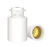 BYSMAH Lot de 2 adaptateurs B22 vers E27 à baïonnette à vis pour ampoule de ventilateur de plafond, convertisseur de douille de base de lampe BC vers ES pour ampoules LED, incandescentes et CFL