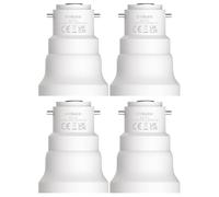 BYSMAH Lot de 4 adaptateurs B22 vers E27 à baïonnette à vis pour ampoule de ventilateur de plafond, convertisseur de douille de base de lampe BC vers ES pour ampoules LED, incandescentes et CFL