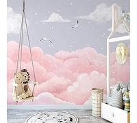 BYSQX Fond D'Écran 3D Mural Peint À La Main Romantique Rose Nuages Papier Peint Intissé Tapisserie Murales Panoramique 3D Mur De Fond Tv Papier Peint Chambre Enfant Adulte Poster Murales 400X280Cm