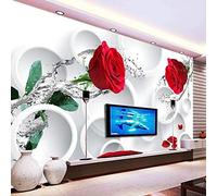 BYSQX Papier Peint Intissé Cercles Roses Fleurs Mode Papier Peint Effet 3D Papier Peint Intissé Tapisserie Murales Panoramique 3D Peinture Murale Non-Tissé Tv Fond D'Écran 300X210Cm