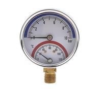 BYUTFA Thermo-Manomètre de Précision 0-10Bar 0-120°C pour Chauffage au Sol