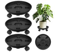 BYZESTY 3 pièces Porte Plante à roulettes 30 cm, Supports de Pots de Fleurs à roulettes en Plastique, Support Plante Roulette intérieur et extérieur, Plateau à Roulette pour Pots de Fleurs