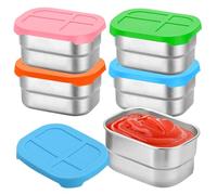 BYZESTY 4 pcs 230ml Boite Plastique, pots à sauce avec couvercles, Petite Boite Inox Alimentaire, Réutilisables avec Couvercles en Silicone,pour compotes, purées, yaourts, pour congélation et repas