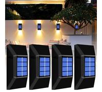 BYZESTY Applique Murale Solaire, 4 Pièces Lampe Solaire Exterieur, IP65 Étanche Lumière Solaire Exterieur, Applique Solaire, Lampe Murale pour Jardin Balcon Terrasse Patio (Blanc Chaud)
