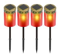 BYZESTY Bougie Funéraire à LED, 4 Pièces Lampe Avec Capteur de Luminosité, Pour Cimetière, Étanche IP55, Rouge, 7 x 12 cm