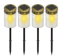 BYZESTY Bougie Funéraire LED Capteur Lumière - Lampe Cimetière Étanche IP55, 4 Pièces, Blanc, 7 x 12 cm