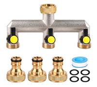 BYZESTY Distributeur d'eau 3 Voies Répartiteur De Robinet 3 Voies en Laiton Répartiteur Deau 3/4 en Laiton 3 Voies Répartiteur À 3 Voies Répartiteur d'eau 3/4" pour Jardin, Cuisine, Machine À Laver
