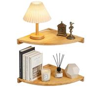 BYZESTY Lot de 2 Étagère d’Angle Murale - 27,5cm Étagère Murale Angle en Bois, Étagère d’Angle Bois Murale pour Salon Cuisine Chambre