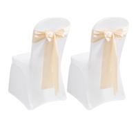 BYZESTY Lot de 2 housses de chaise blanches pour mariage, extensibles, avec 2 nœuds, pour fête, mariage, fête, salon, salle à manger