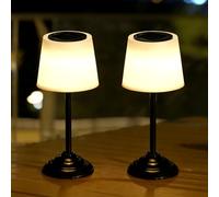 BYZESTY Lot de 2 Lampes de Table Solaire Exterieur, Lampe de Table Solaire Cabless, Lampes de Table d'Extérieur Warm White, Lampe Terrasse Exterieur pour Jardin, Balcon ou Patio