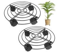 BYZESTY Lot de 2 roulettes Rondes pour Plantes, Support de Plantes, Diamètre 33 cm Porte Plante pour l'intérieur, Chariot de Rempotage Mobile pour Plantes d'intérieur Ou d'extérieur, Outils de Jardin