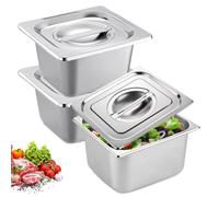 BYZESTY Lot De 3 Bac Inox Alimentaire, Plat Four Rectangulaire, 17.6 * 16.2 CM Plats À Four En Acier Inoxydable, Plat Four Rectangulaire, Bac De Cuisson En Inox, Pour Servir Des Plats Et Gril Gâteaux
