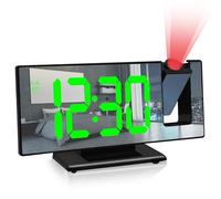 BYZESTY Reveil Projecteur Plafond, Réveil Numérique Projecteur 180°, Horloge Digitale LED avec Grand Écran, 3 Niveaux de Luminosité, Snooze, Affichage de la Date, Température, Alimenté par USB