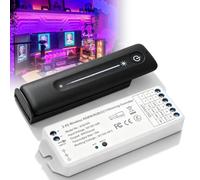 BYZESTY RF 2,4 GHz Variateur de Lumiere LED avec Télécommande, DC 5V-24V Contrôleur de Gradation LED, Gradateur Contrôleur Montage Mural Magnétique für Wohn- und Gewerbebeleuchtung