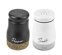BYZESTY Salière et Poivrière Set Acier Inoxydable, 120ml Salière et Poivrière en Acier Inoxydable, Ensemble Salière et Poivrière en Acier Inoxydable pour Maison Cuisine Épices Camping(Noir&Blanc)
