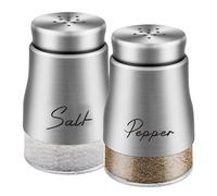 BYZESTY Salière et Poivrière Set Acier Inoxydable, 120ml Salière et Poivrière en Acier Inoxydable, Ensemble Salière et Poivrière en Acier Inoxydable pour Maison Cuisine Épices Camping(Argent)