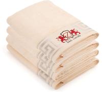 BZ Luxury Lot de Serviettes Crème 4 pièces - 50x100 cm | en Bambou & Coton - Douces, absorbantes & durables - Serviettes pour Salle de Bain, invités, Spa | Certifiées Oeko-TEX