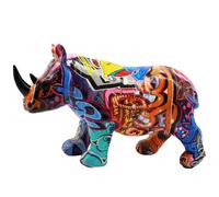 BZHIB Statue de rhinocéros colorée, moderne, en résine, 26 x 9,8 x 16,4 cm, pour décoration de maison et de bureau