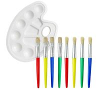 BZKSER pinceaux Peinture Enfant - 8 pcs Pinceau Enfant,Grands pinceaux Ronds et Plats pour Enfants - Pinceaux Ronds et Plats pour Peinture Acrylique Lavable（Livré avec 1 Palette de mélange）