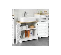 BZR40-W Meuble Sous-Lavabo Meuble Sous-Vasque à 2 étages et 2 Portes Meuble de