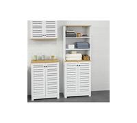 BZR44-W Meuble Colonne de Salle de Bain Armoire Haute Meuble de Rangement avec 3