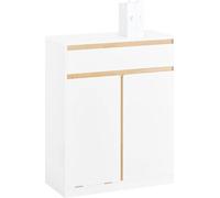 BZR79 - Armoire de salle de bain - Panier à linge intégré - Tiroir - Porte Avec fonction d'inclinaison - 71×33×85 cm - Auto-assemblé - Blanc
