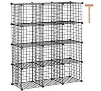 C&AHOME Cube de Rangement en Fil métallique, Organisateur de Rangement à 12 Cubes en métal, bacs de Rangement à grilles en C, Armoire de Placard Bureau 36,6" L x 12,4" l 48,4" H Noir