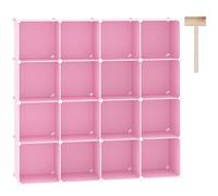C&AHOME UPCS16P Organiseur de Rangement à 16 Cubes, Cubes de Rangement en Plastique, étagères de Rangement modulaires idéales pour la Maison, la Chambre à Coucher, 123 x 31,5 x 122,9 cm (L x l x H