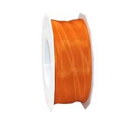 C.E. Pattberg PRÄSENT Lyon Ruban avec bord métallique orange, 25 m de long, pour décoration et bricolage, 40 mm, légèrement flexible, pour décorations festives pour occasions spéciales