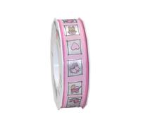 C.E. Pattberg Präsent Natale Ruban de Satin imprimé Rose Largeur 25 mm Longueur 20 m