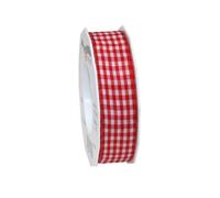 C.E. Pattberg Prasent Ruban de Taffetas laitonné à Carreaux Vichy Rouge/Blanc 25 mm - 20 m