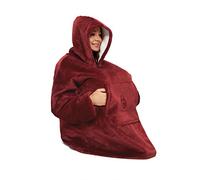 C hello cloud Couverture à Capuche surdimensionnée Portable,Sweat à Capuche en Polaire Sherpa Confortable Ultra Doux,Pull Gaint Moelleux,Une Taille pour Tout Le Monde (Rouge)