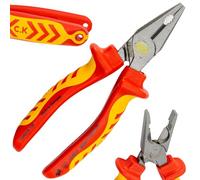 C.K Redline 2025 VDE Edition Pince et cutter 160 mm, 1000 V isolée électrique à bec plat et coupe-fil, électricien, ingénieur, cisaille à bec, CK Tools T39072A 160