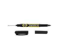 C.K Tools Marqueur Permanent Double Pointe Noir, Embout Long 0,7 mm et Ogive 1 mm, Encre Résistante à l'Eau, Séchage Rapide, Pour Perçage, Équerres, Liteaux, Gabarits, Bois, Métal et PVC Dur, CK T3593