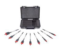 C.K Tools Vorteck Jeu de 9 mèches plates à bois 12-32 mm, Pointe filetée auto-entraînante, Perçage rapide, Emmanchement hexagonal 1/4" Quick Lock, Compatible visseuse à choc, Coffret inclus CK T2953