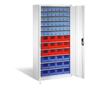C + P Möbelsysteme Armoire à bacs C+P avec 72 bacs à bec et bacs à rayonnages, H1980xL1000xP420mm Façade gris clair Corps gris clair Quantité:1