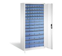 C + P Möbelsysteme Armoire à bacs C+P avec 72 bacs d'étagères, H1980xL1000xP420mm Façade gris clair Corps gris clair Quantité:1