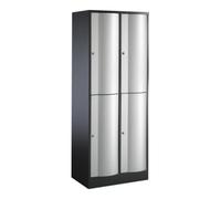C + P Möbelsysteme Armoire à deux niveaux C+P Resisto, 4 compartiments, H1950xL770xP540mm face avant blanc corps aluminium noir gris noir Quantité:1